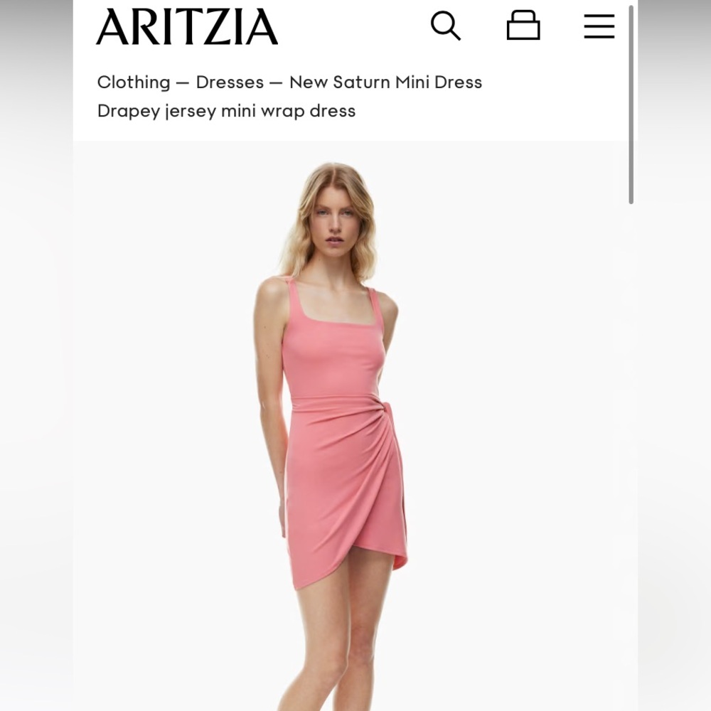 Aritzia Wilfred Pink Drapey Jersey Mini Wrap Dress